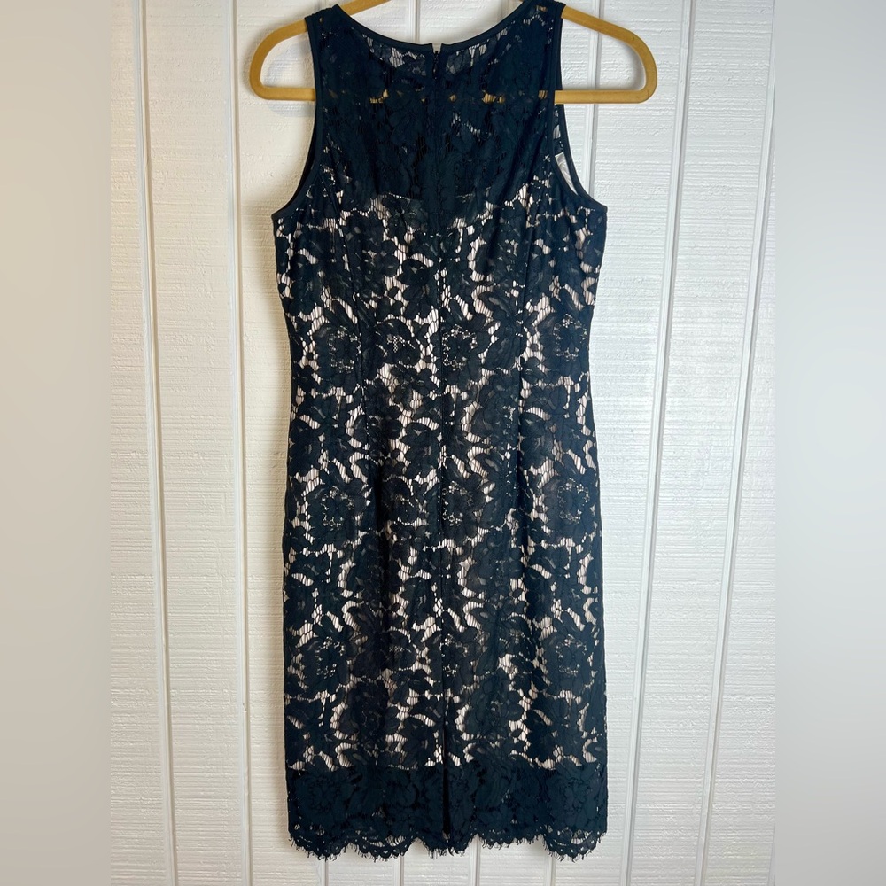White House Black Market Black lace overlay sheath Dress Size 4 - Picture 4 of 13